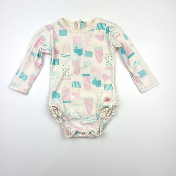 RuffleButts Popsicle Rash Guard Ruffle Swimsuit - Picture 7 of 13